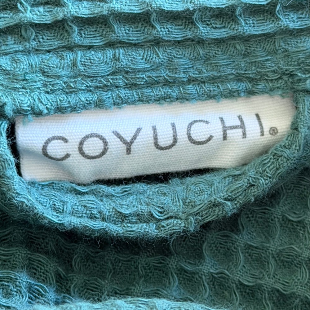 Coyuchi Organic Cotton Unisex Waffle Robe in Spruce Green S/M Self Tie NEW!! - Picture 10 of 11
